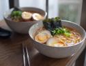 Close-up of Easy Miso Ramen with Soy Marinated Eggs. , as seen on Trisha's Southern Kitchen, Season 14.