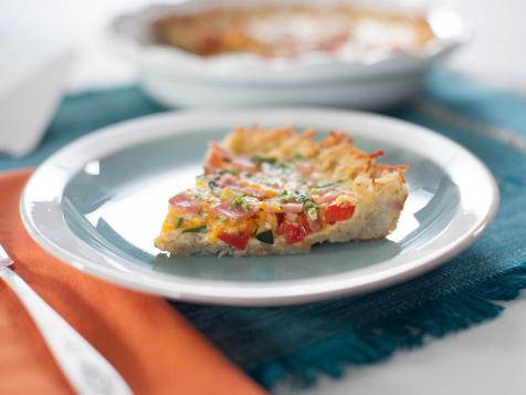 Hash Brown Crusted Veggie and Ham Quiche