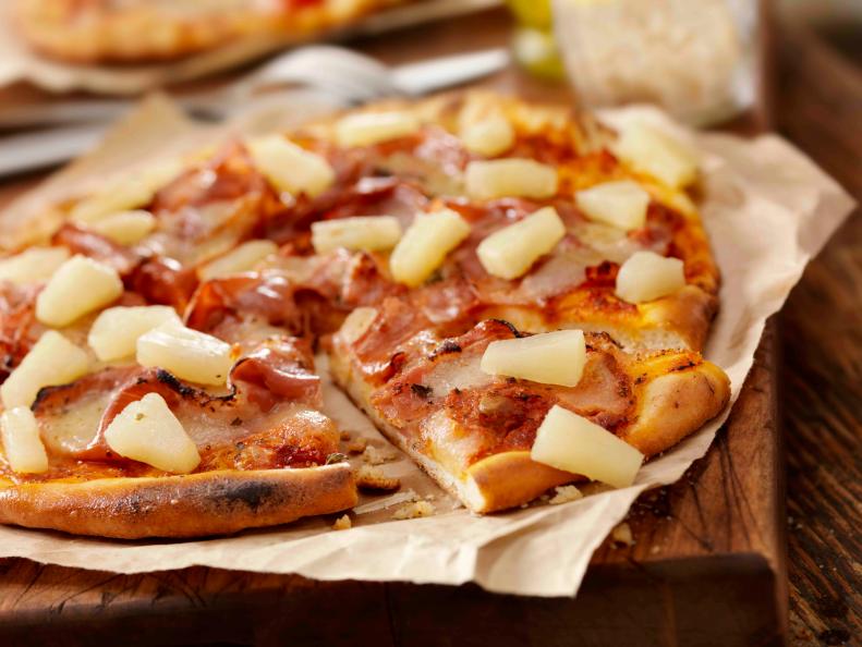 "Authentic Italian, Hand Made Ham and Pineapple Pizza with Fresh Mozzarella  - Photographed on a Hasselblad H3D11-39 megapixel Camera System"
