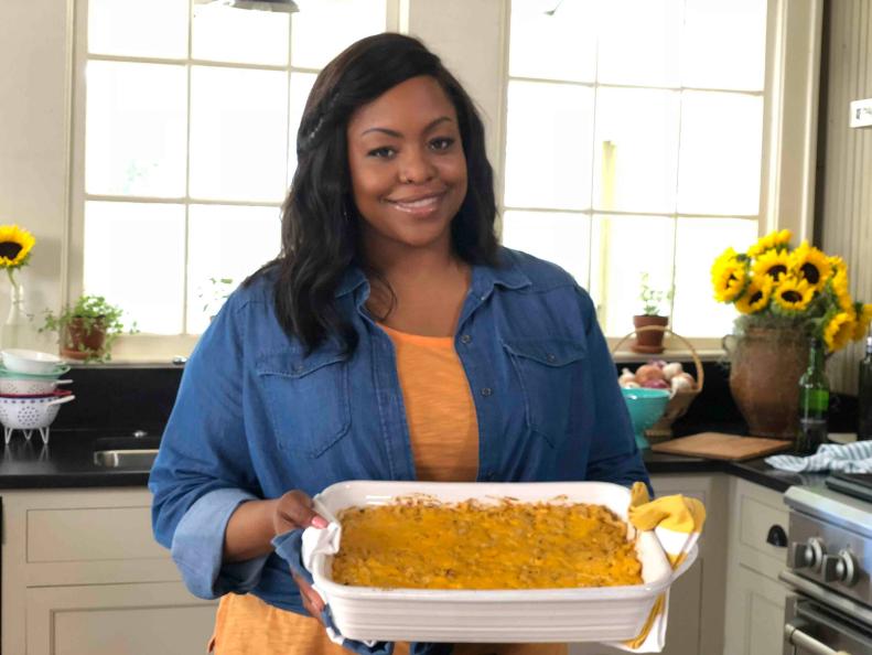 Kardea with baked mac and cheese