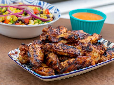 Apple-Smoked Chile Lime Chicken Wings with Sriracha Soy Sauce