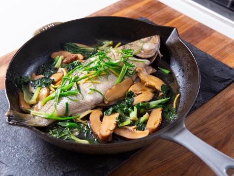 Steamed Striped Bass with Ginger and Scallions