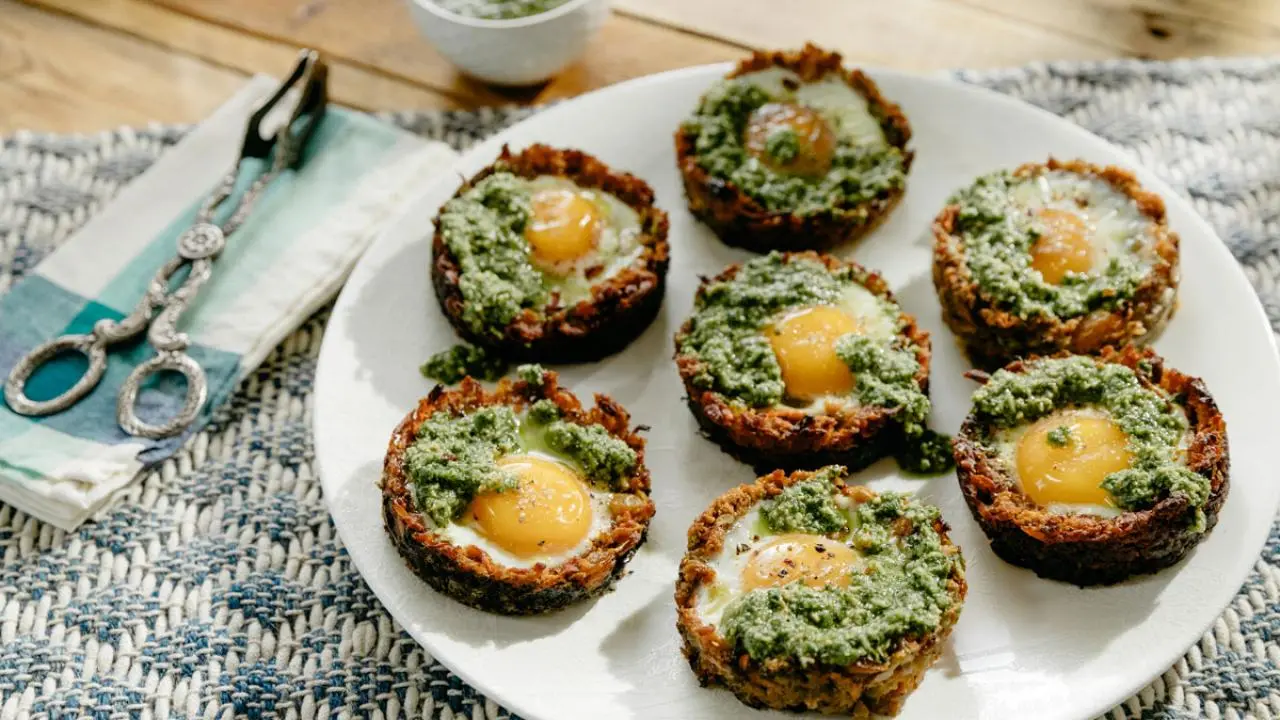 Carrot Hash With Egg and Pesto