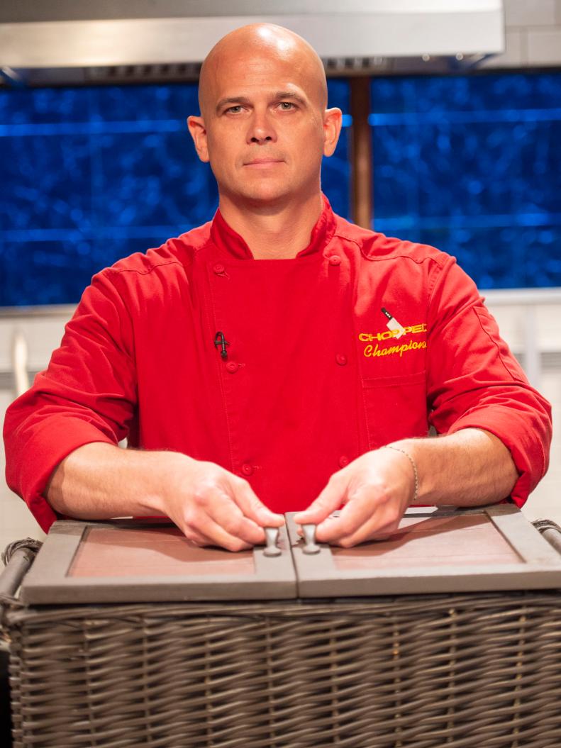 Contestant Cory Oppold during the Champions Tournament, as seen on Chopped, Season 45.