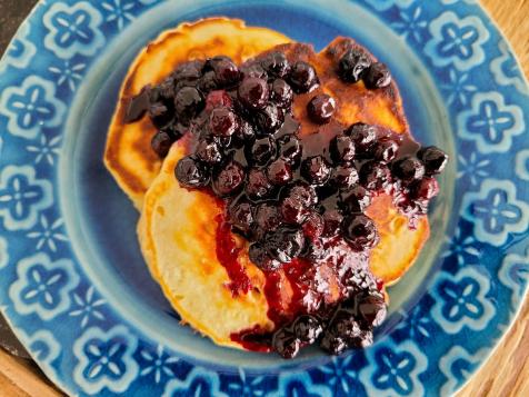 Lemon Yogurt Pancakes with Blueberry Topping