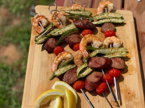 Lowcountry Okra and Shrimp Kebabs