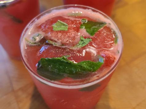 Lime Cocktail with Watermelon Ice Cubes