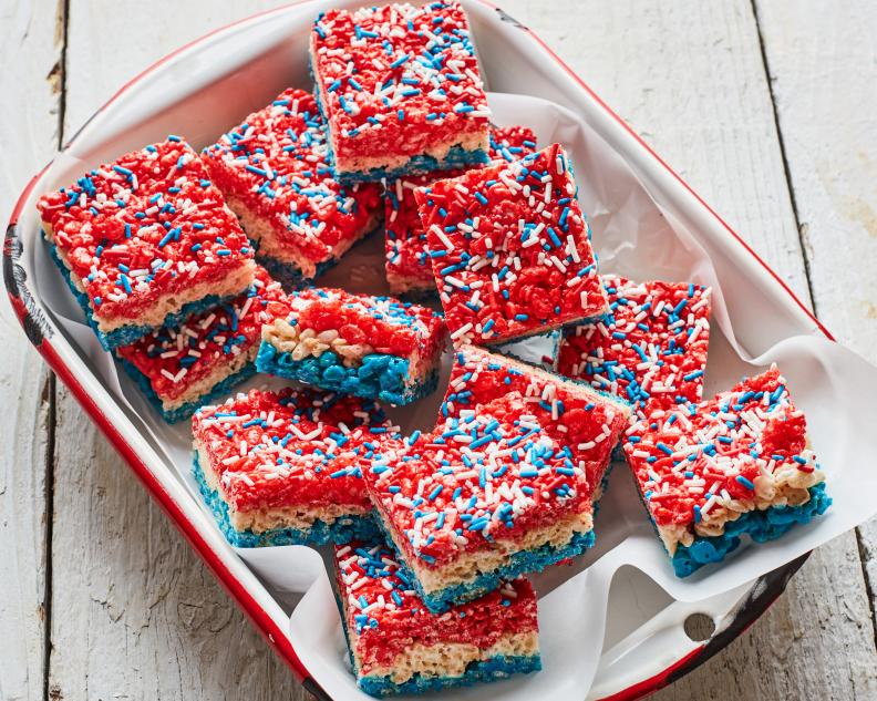 Food Network Kitchen’s Red, White, Blue Crispy Rice Treats.