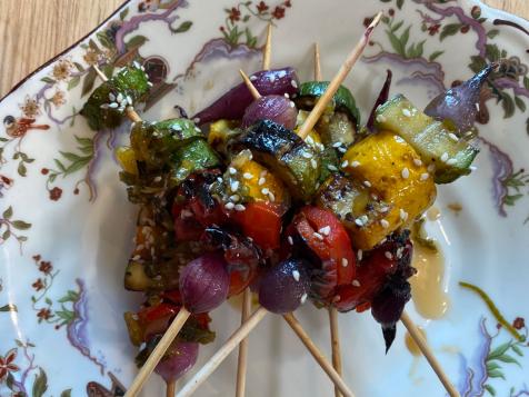 Grilled Vegetable Skewers with a Honey Soy Glaze