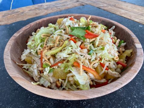 Crunchy Cabbage Salad with Chicken and Orange Ginger Dressing