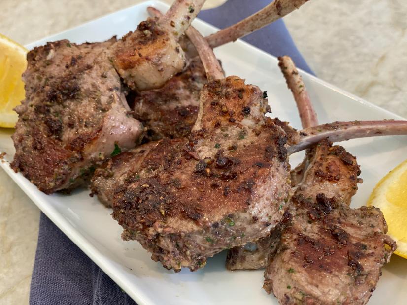 Geoffrey Zakarian makes Harissa and Fennel Marinated Lamb Chops with Tapenade, as seen on The Kitchen, season 26.