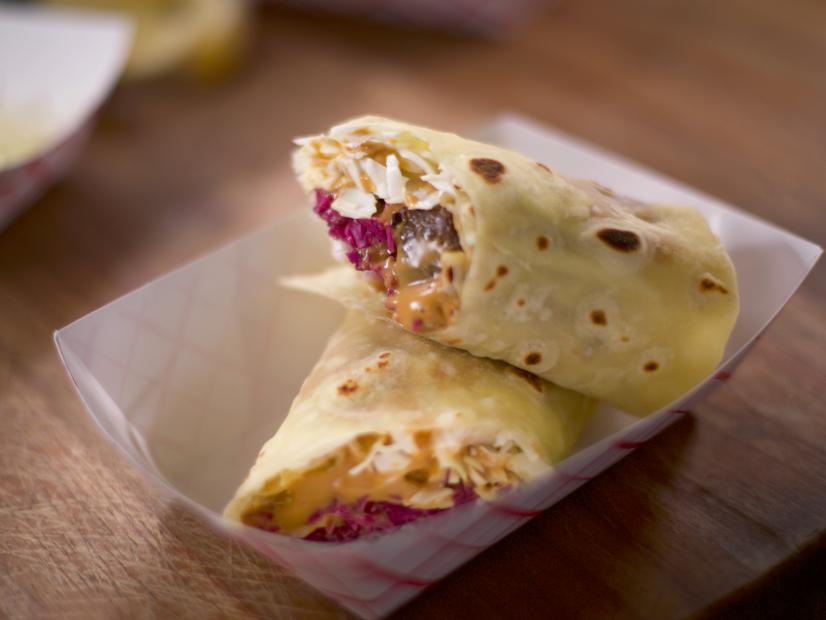 The Meatball Wrap as Served at The Viking Soul Food Truck in Portland, Oregon as seen on Food Network's Diners, Drive-Ins and Dives episode DV3211H.