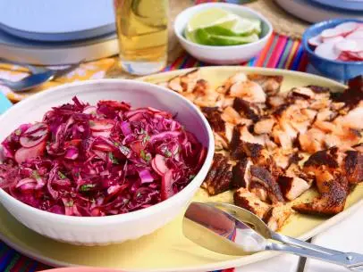 Food Beauty of Molly Yeh's Roasted Salmon Tacos ,as seen on Food Network. Season 6.