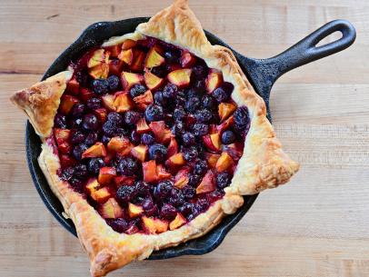 Close-up of Cast Iron Blueberry & Nectarine Galette , as seen on The Pioneer Woman, Special.