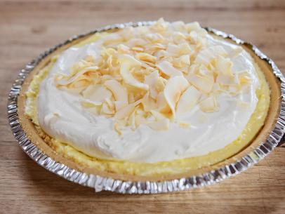 Close-up of Shortcut Coconut Cream Pie , as seen on The Pioneer Woman, Special.