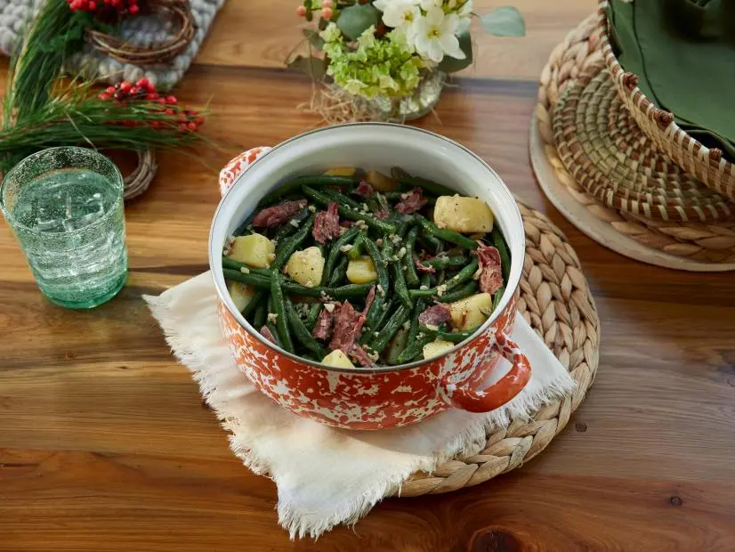 Green Beans with Potatoes & Smoked Turkey, as Seen on Delicious Miss Brown, Season 3.