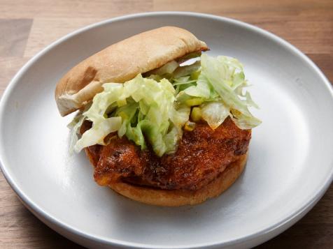 Hot Fried Chicken with Iceberg-Pickle Slaw