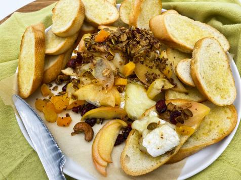 Baked Brie Topped with Savory Granola and Apples