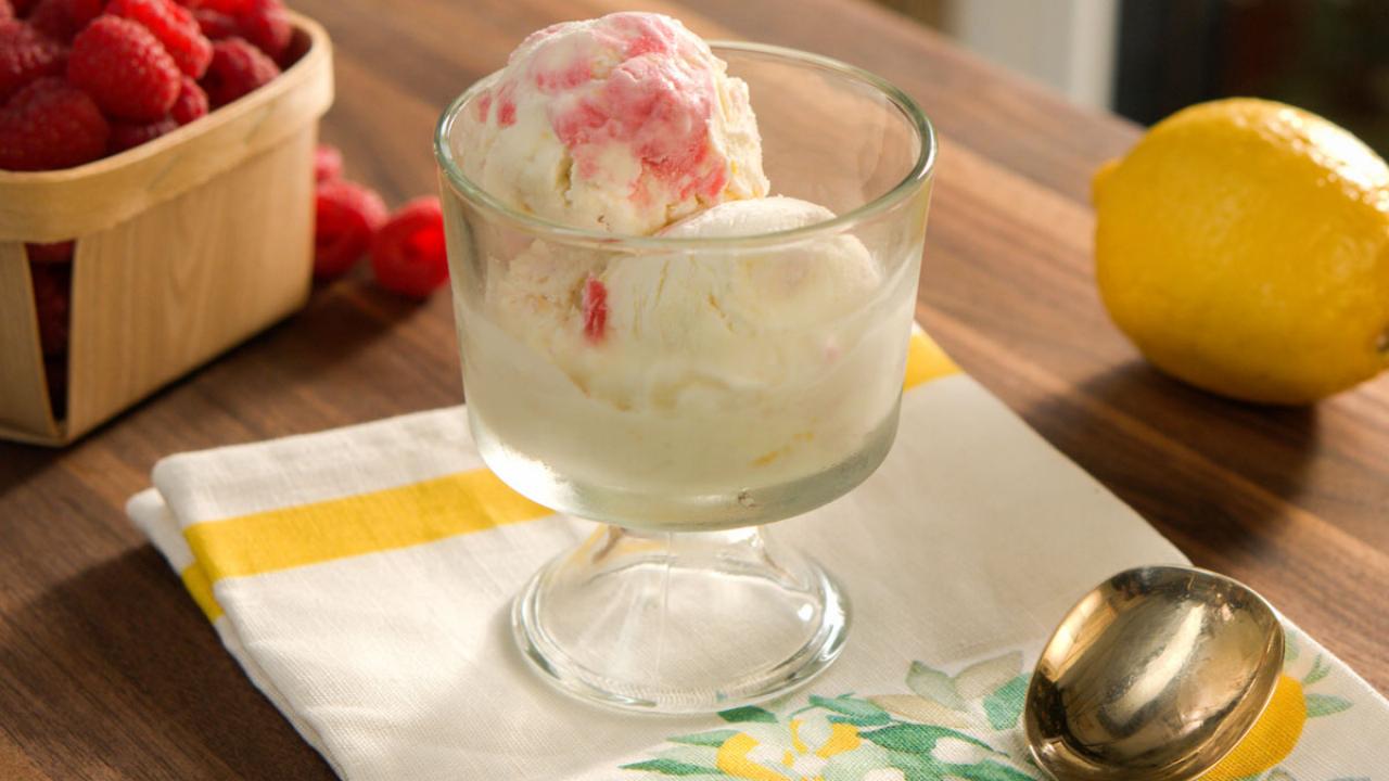 Lemon Ice Cream with Raspberry