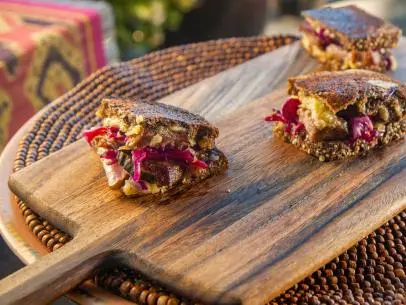 Eric Greenspan’s Mini Cuban Reubens with Pulled Pork and Orange Mayo, as seen on Guy's Ranch Kitchen Season 5.