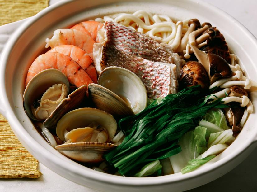 Donabe Seafood Soup with Udon Noodles