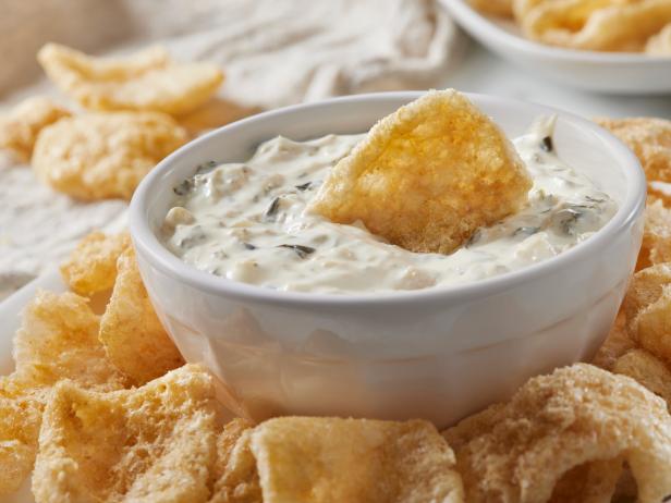Spinach Dip with Crispy Pork Rinds