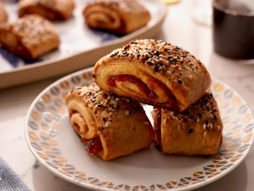 Beauty shot of Molly Yeh's Tomato Jam Rugelach as seen on Girl Meets Farm, Season 11.