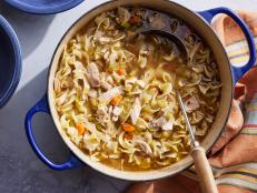 Make the most of your leftover Thanksgiving turkey with this easy homemade Turkey Soup recipe from Food Network.