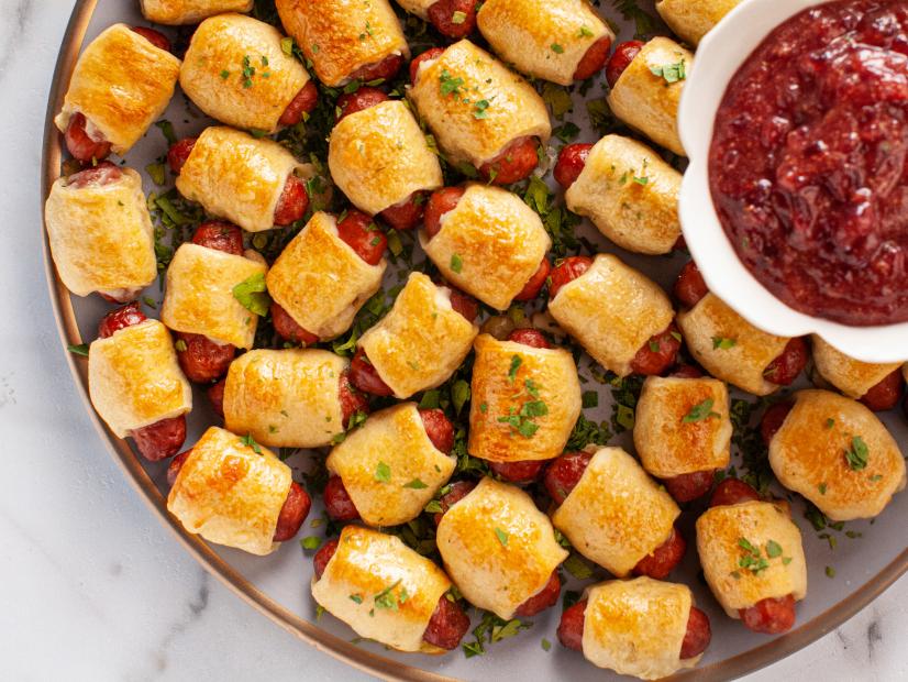 Close-up of Pigs In Blankets with Cranberry Mustard, as seen on The Pioneer Woman, season 32.