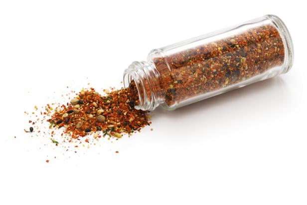 A mixture of dried chili pepper and other seasonings. This is homemade.