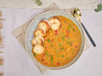 Overhead of cassava and peanut stew, as seen on The Kwanzaa Menu.