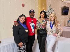 Contestants Maythe Del Angel, Kareem Queeman, Sumera Syed and Rachelle Hubsmith at the National Capital Area Cake Show, as seen on Bake It Til You Make It, Season 1.