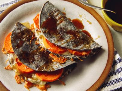 Bobby Flay's Grilled Sweet Potato Tacos with Ancho Chile Maple Syrup Glaze