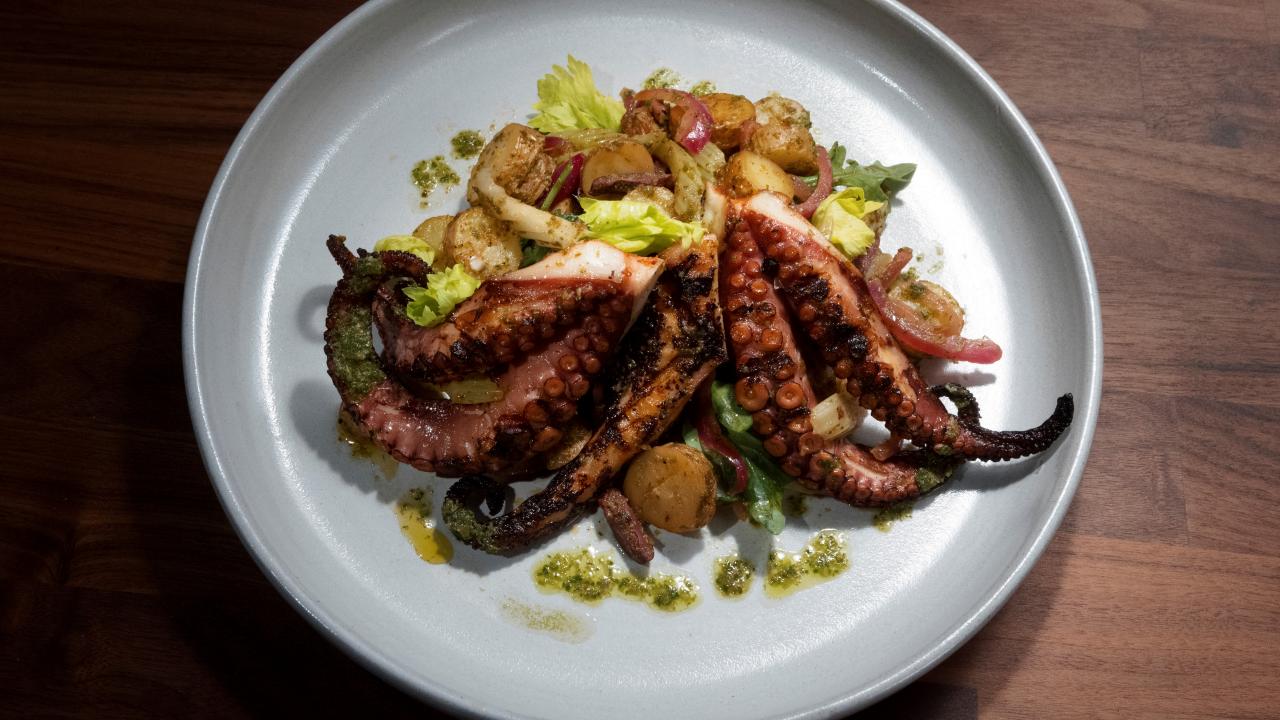 Grilled Octopus With A Warm Potato Salad Smoked Paprika And Capers