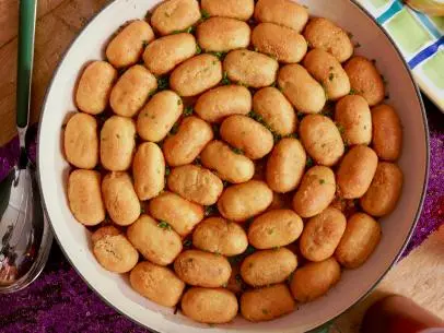 Beauty shot of Molly Yeh's Corndog Hotdish, as seen on Girl Meets Farm Season 12.
