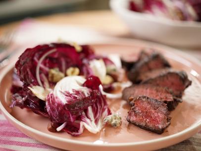 Katie Lee Biegel's Cocoa Rubbed Steak with a Balsamic Radicchio Salad Beauty, as seen on The Kitchen, Season 33.