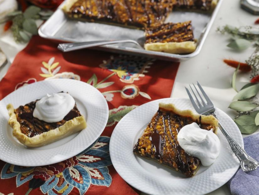 Kardea Brown's Georgia Peanut and Chocolate Slab Pie with Salted Whipped Cream.