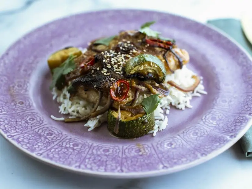 Close-up of Mango Glazed Cod