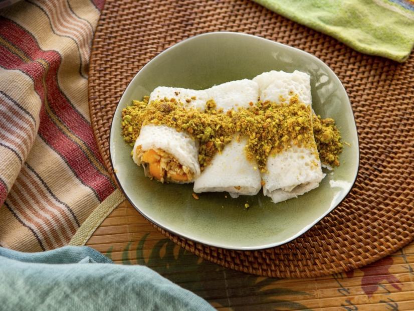 Aarti Sequeira’s Rice & Coconut Crêpes with Mango Cardamom Stuffing, as seen on Guy's Ranch Kitchen.