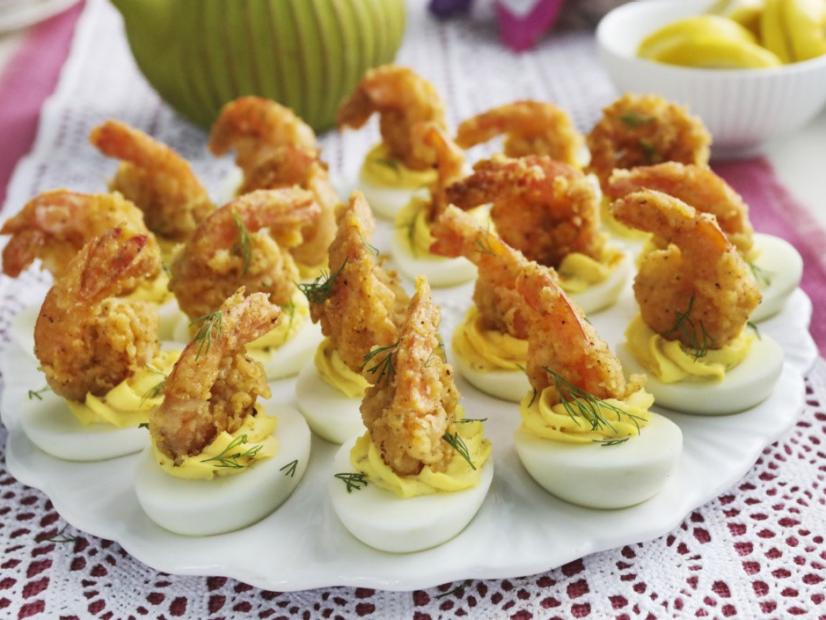 Kardea Brown's Deviled Eggs with Fried Shrimp.