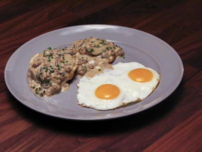 MAIN Dish Breakfast Sausag Biscuits and Gravy, as seen on this season of Worst Cooks in America Season 27.