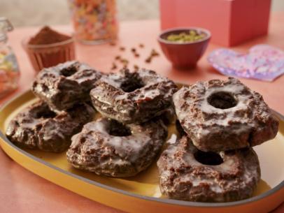Beauty Shot of Molly Yeh's Chocolate Cardamom Cake Donuts, as seen on Girl Meets Farm Season 14