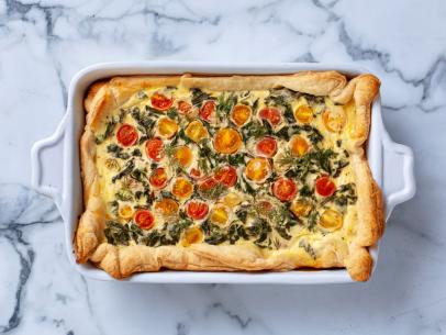 Close-up of Puff Pastry Quiche, as seen on The Pioneer Woman, Season 33.