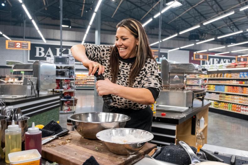 Chef Mackenzie Devito cooks Game 1, as seen on Guy's Grocery Games Season 31