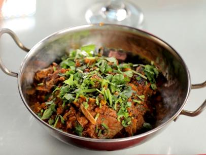 Goat Karahi as served by Taj Mahal: Homestyle Indian + Pakistani Cuisine, located in Boise, Idaho, as seen on Diners, Drive-Ins and Dives, Season 37.