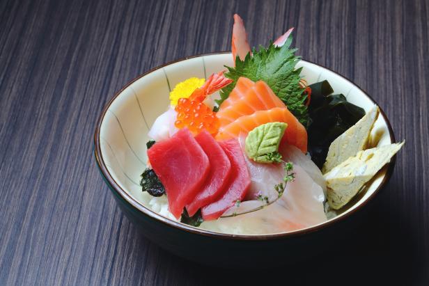 japanese food salmon and tuna sashimi, raw fish