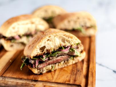 Close-up of Family Style Steak Sandwich, as seen on The Pioneer Woman, Season 33.
