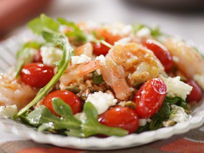Jeff Mauro's Blistered Tomato and Farro Shrimp Salad Beauty, as seen on The Kitchen, Season 33.