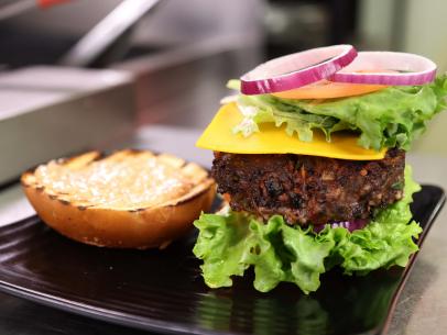 Vegan Black Bean Burger, as served by Capital City BBQ, located in Lansing, Michigan, as seen on Triple D Nation, Season 4.