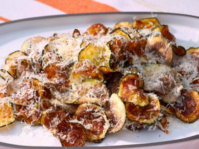 Zucchini Chips with Parmesan, as seen on Symon's Dinners Cooking Out, Season 4.